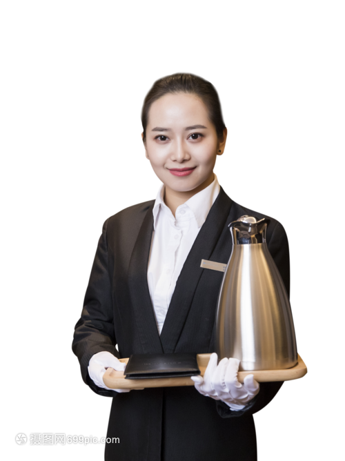 专业、细致、高效 现代会议中的女性茶水服务